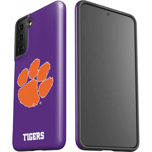 Clemson University Tiger Print Purple Galaxy S21 FE Pro Case