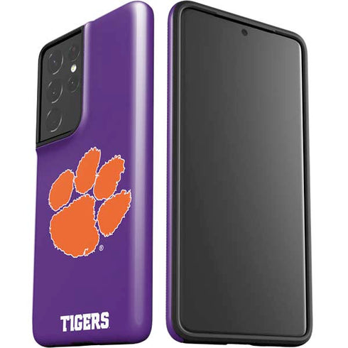 Clemson University Tiger Print Purple Galaxy S21 Ultra 5G Pro Case