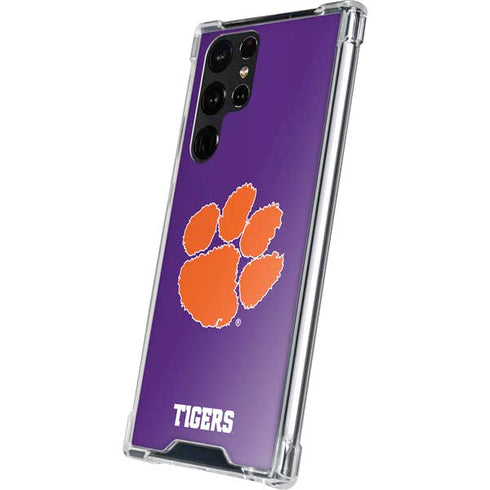 Clemson University Tiger Print Purple Galaxy S22 Ultra Clear Case