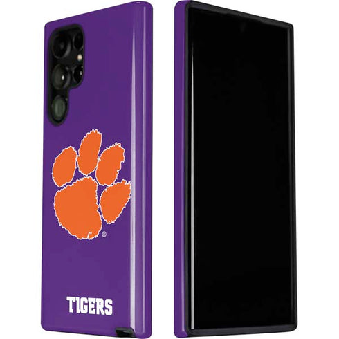 Clemson University Tiger Print Purple Galaxy S22 Ultra Pro Case