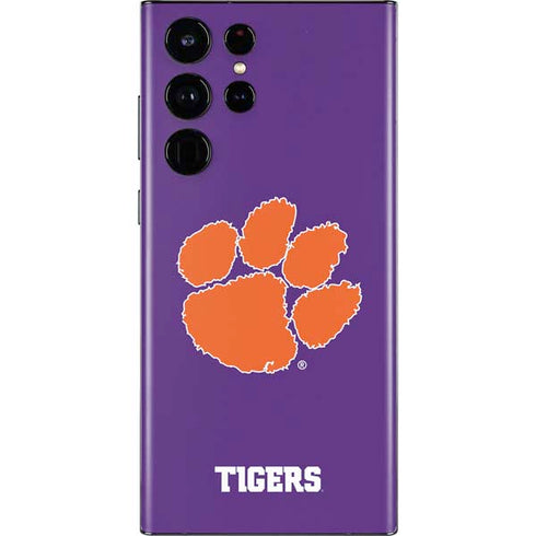 Clemson University Tiger Print Purple Galaxy S22 Ultra Skin