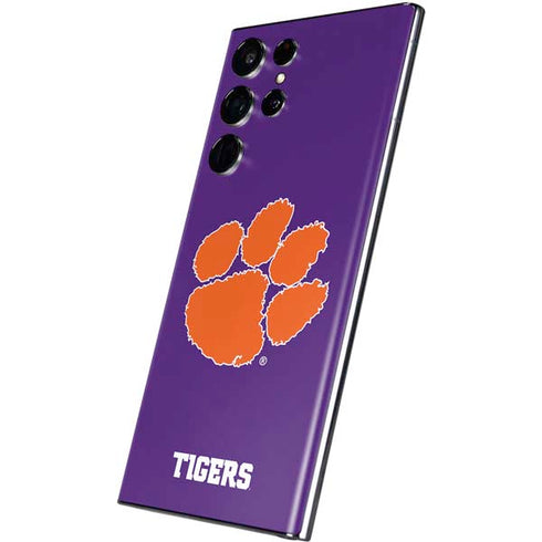 Clemson University Tiger Print Purple Galaxy S22 Ultra Skin