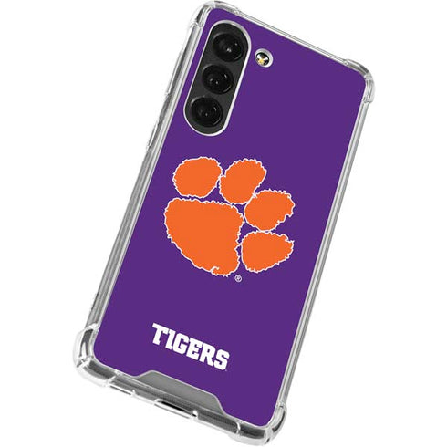 Clemson University Tiger Print Purple Galaxy S23 Clear Case