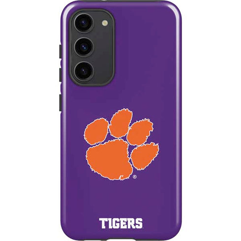 Clemson University Tiger Print Purple Galaxy S23 Plus Pro Case