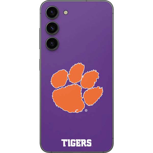 Clemson University Tiger Print Purple Galaxy S23 Plus Skin