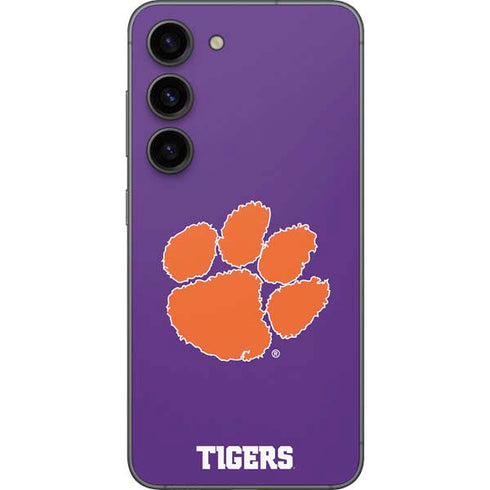 Clemson University Tiger Print Purple Galaxy S23 Skin