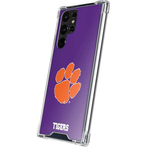 Clemson University Tiger Print Purple Galaxy S23 Ultra Clear Case