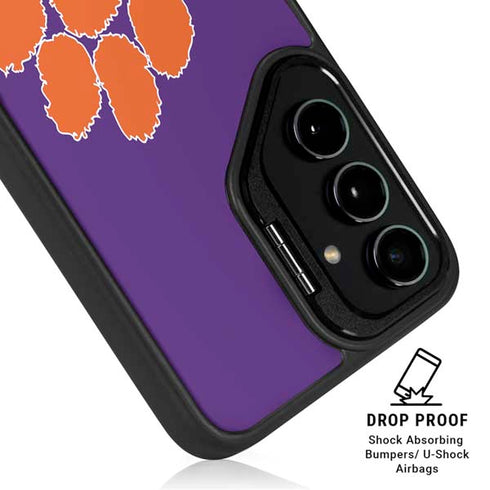 Clemson University Tiger Print Purple Galaxy S25 Plus Kickstand Case