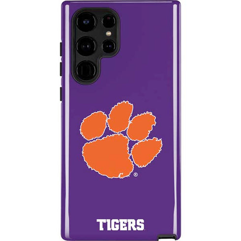 Clemson University Tiger Print Purple Galaxy S25 Ultra Impact Case