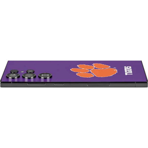 Clemson University Tiger Print Purple Galaxy S25 Ultra Skin