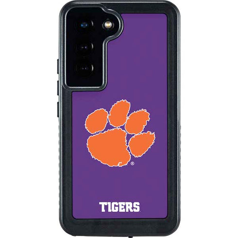 Clemson University Tiger Print Purple Galaxy S24 Waterproof Case