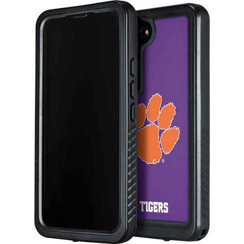 Clemson University Tiger Print Purple Galaxy S24 Waterproof Case