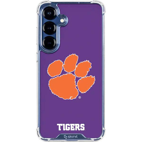 Clemson University Tiger Print Purple Galaxy S25 FE Clear Case