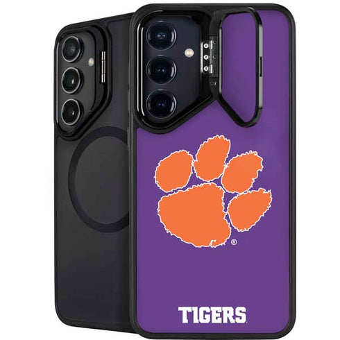 Clemson University Tiger Print Purple Galaxy S25 FE Kickstand Case