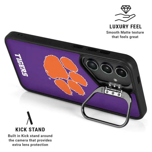 Clemson University Tiger Print Purple Galaxy S25 FE Kickstand Case