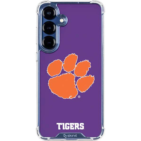 Clemson University Tiger Print Purple Galaxy S25 Plus Clear Case