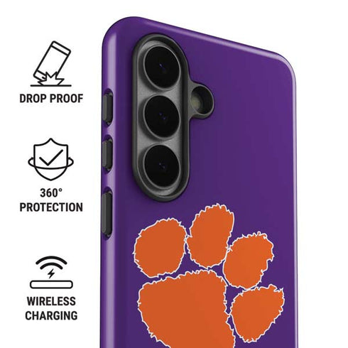 Clemson University Tiger Print Purple Galaxy S26 Plus Impact Case
