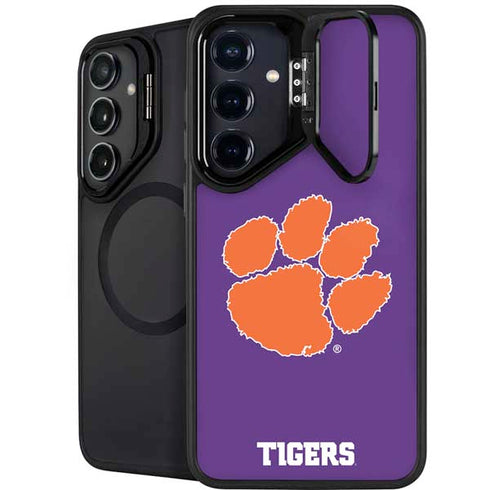 Clemson University Tiger Print Purple Galaxy S26 Plus Kickstand Case