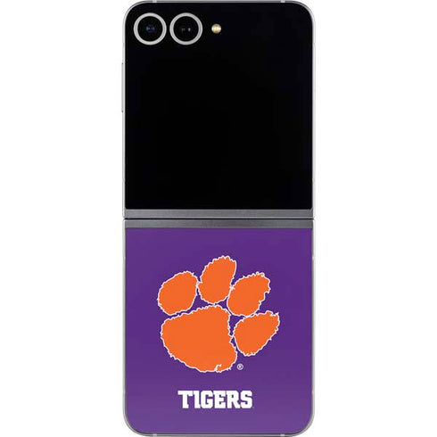 Clemson University Tiger Print Purple Galaxy Z Flip6 Skin