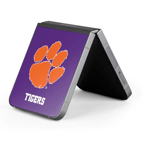 Clemson University Tiger Print Purple Galaxy Z Flip6 Skin