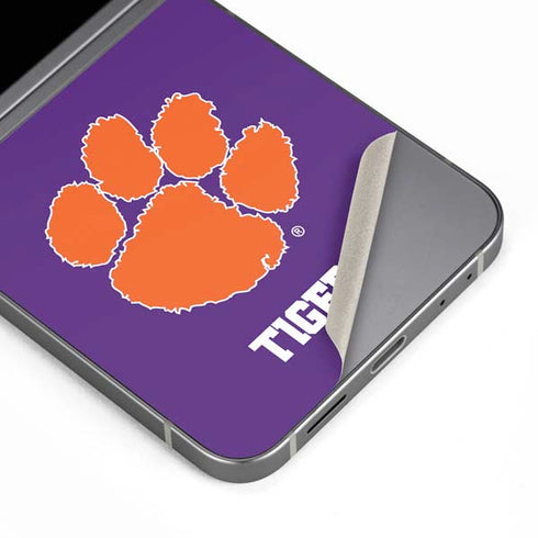 Clemson University Tiger Print Purple Galaxy Z Flip6 Skin