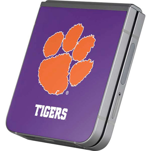 Clemson University Tiger Print Purple Galaxy Z Flip6 Skin