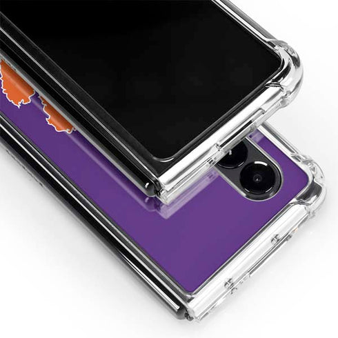 Clemson University Tiger Print Purple Galaxy Z Fold4 5G Clear Case