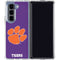 Clemson University Tiger Print Purple Galaxy Z Fold5 5G Clear Case