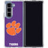 Clemson University Tiger Print Purple Galaxy Z Fold5 5G Clear Case