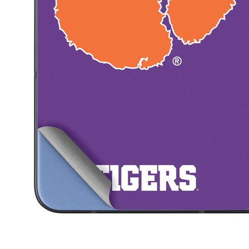 Clemson University Tiger Print Purple Galaxy Z Fold5 5G Skin
