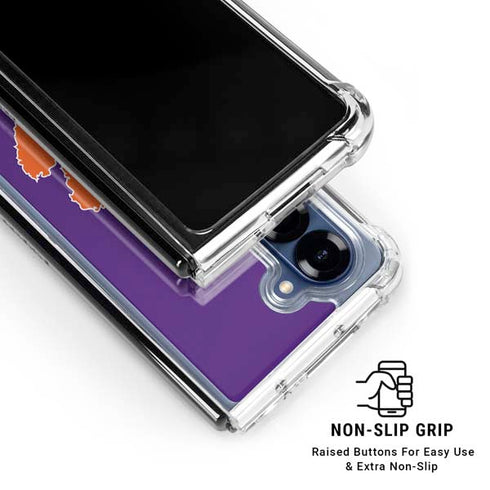 Clemson University Tiger Print Purple Galaxy Z Fold7 Clear Case