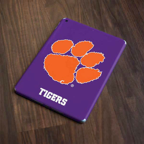 Clemson University Tiger Print Purple Apple iPad Skin
