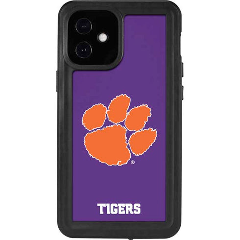 Clemson University Tiger Print Purple iPhone 12 Mini Waterproof Case