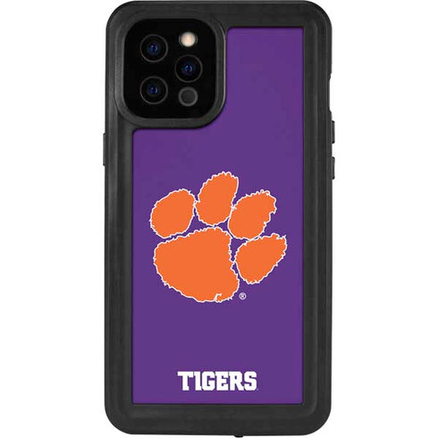 Clemson University Tiger Print Purple iPhone 12 Pro Max Waterproof Case