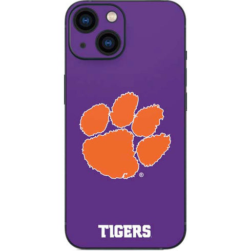 Clemson University Tiger Print Purple iPhone 13 Mini Skin