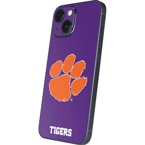 Clemson University Tiger Print Purple iPhone 13 Mini Skin