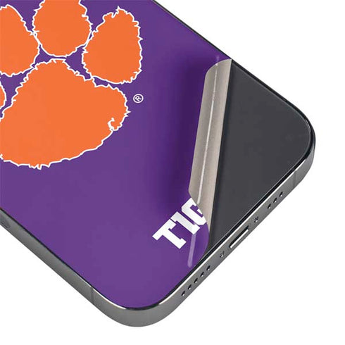 Clemson University Tiger Print Purple iPhone 13 Pro Skin