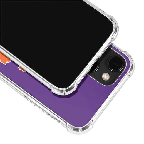 Clemson University Tiger Print Purple iPhone 14 Plus Clear Case