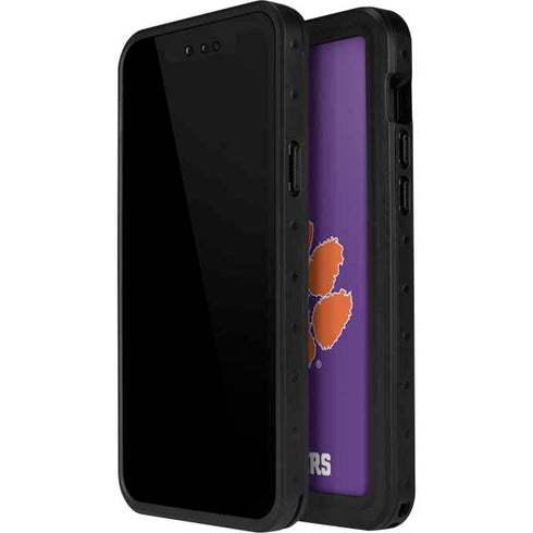 Clemson University Tiger Print Purple iPhone 14 Pro Max Waterproof Case