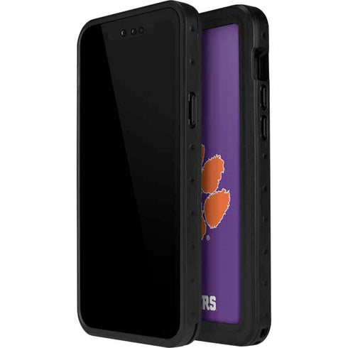 Clemson University Tiger Print Purple iPhone 14 Pro Waterproof Case