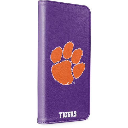 Clemson University Tiger Print Purple iPhone 15 Plus Folio Case