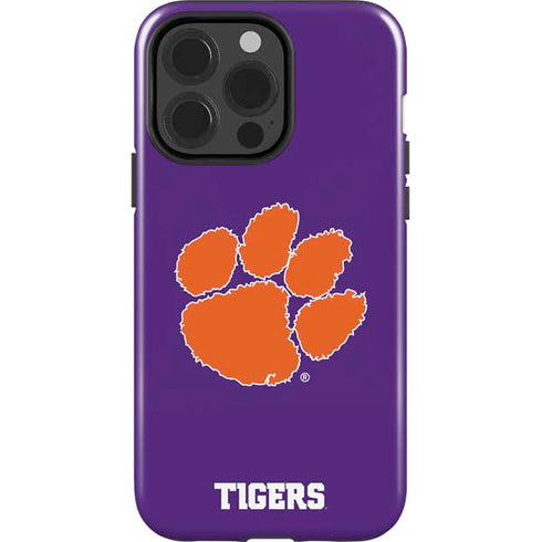 Clemson University Tiger Print Purple iPhone 15 Pro Impact Case