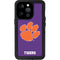 Clemson University Tiger Print Purple iPhone 15 Pro Waterproof Case