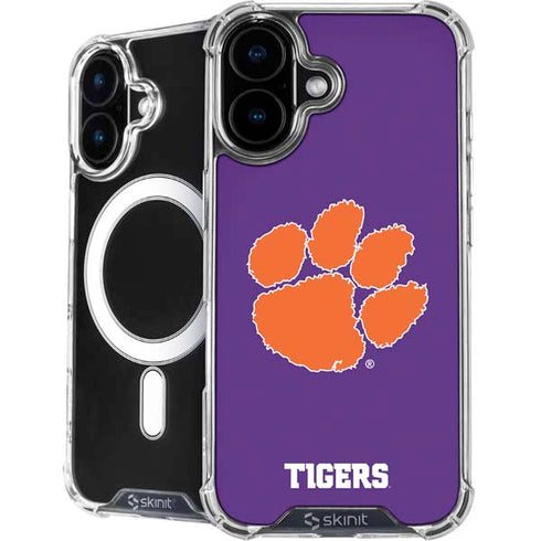 Clemson University Tiger Print Purple iPhone 16 MagSafe Case