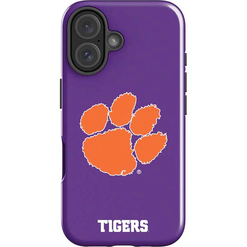 Clemson University Tiger Print Purple iPhone 16 Plus Impact Case