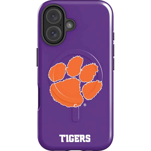 Clemson University Tiger Print Purple iPhone 16 Plus Magsafe Impact Case