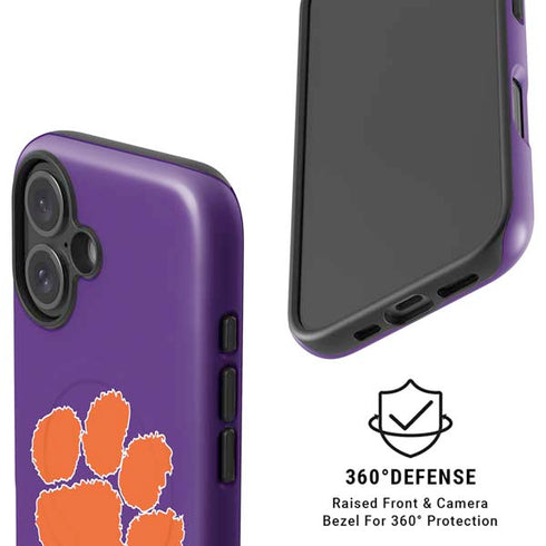 Clemson University Tiger Print Purple iPhone 16 Plus Magsafe Impact Case