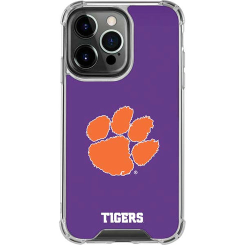 Clemson University Tiger Print Purple iPhone 16 Pro Clear Case