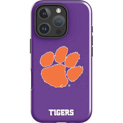 Clemson University Tiger Print Purple iPhone 16 Pro Impact Case