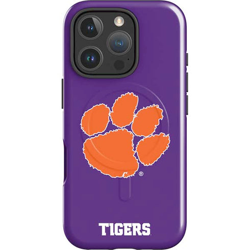 Clemson University Tiger Print Purple iPhone 16 Pro Magsafe Impact Case